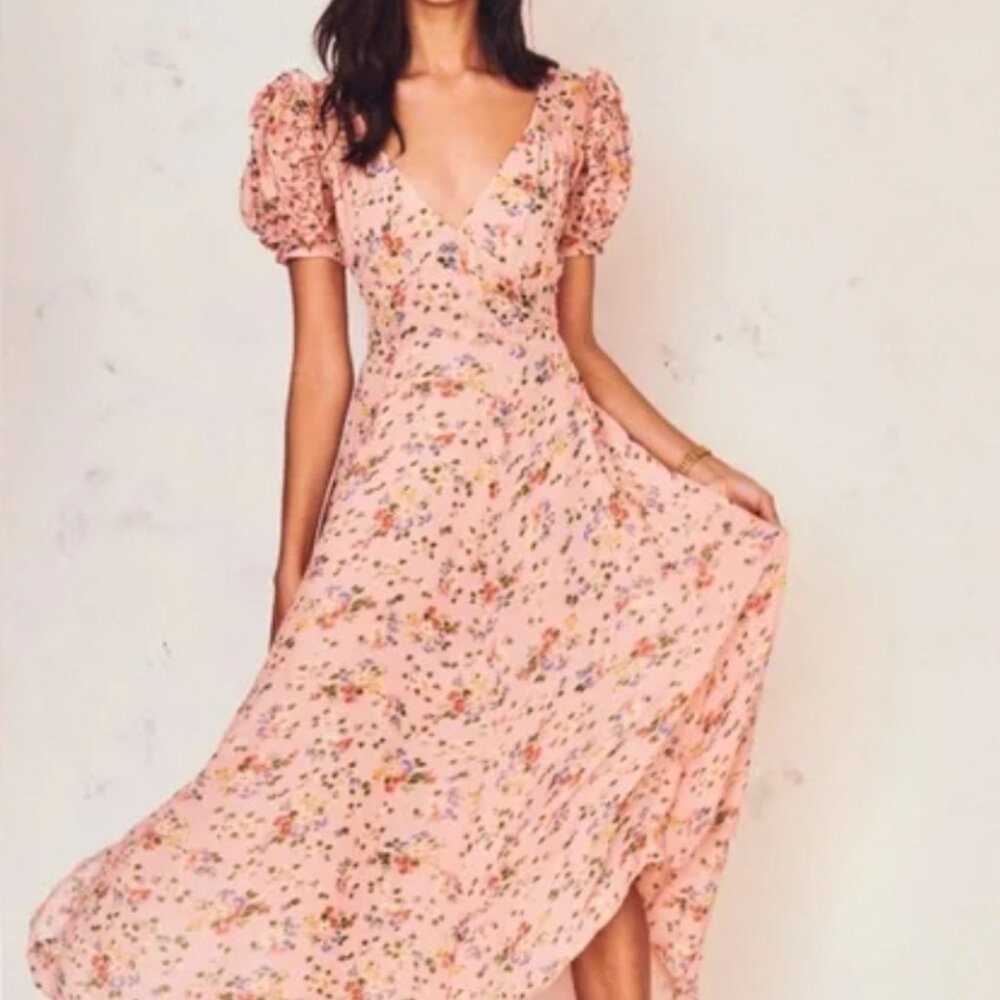 Love Shack Fancy Silk Clemence Dress, Size 6